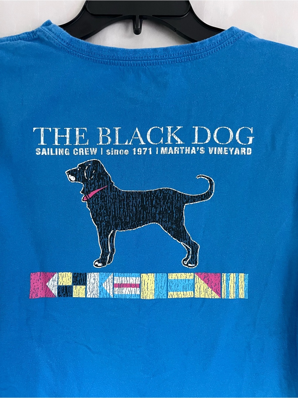 The Black Dog Martha’s Vineyard Sailing Crew Bright Blue Graphic Tee Size Medium